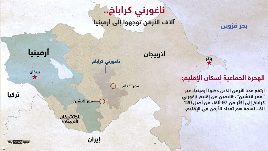 آلاف النازحين يغادرون ناغورني كراباخ إلى أرمينيا