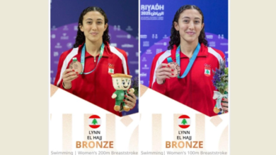 إستقبال تكريمي للسباحة لين الحاج في المطار قبل ظهر الخميس