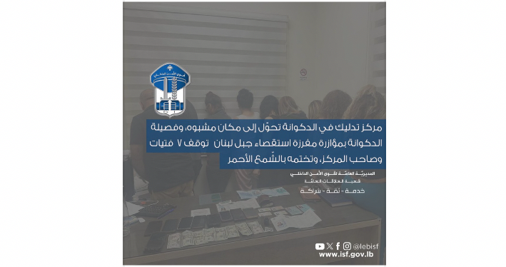 ختم مركز تدليك بالشمع الاحمر وتوقيف 7 فتيات