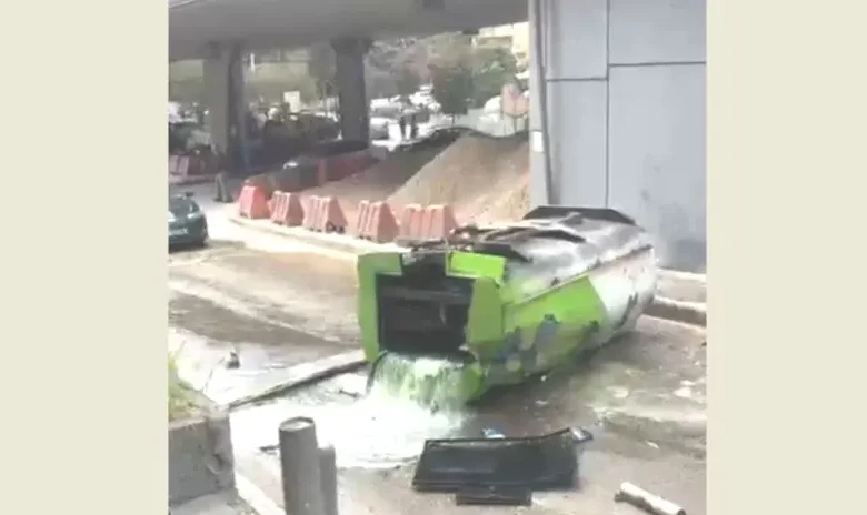 سقوط غير متوقع لصهريج مازوت في هذه المنطقة