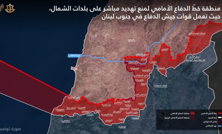 أفيخاي أدرعي ينشر خارطة لمناطق الاعتداءات الإسرائيلية