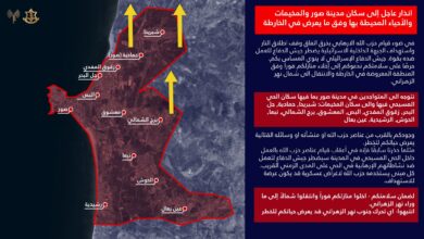 الجيش الاسرائيلي يوجه إنذار عاجل الى سكان صور